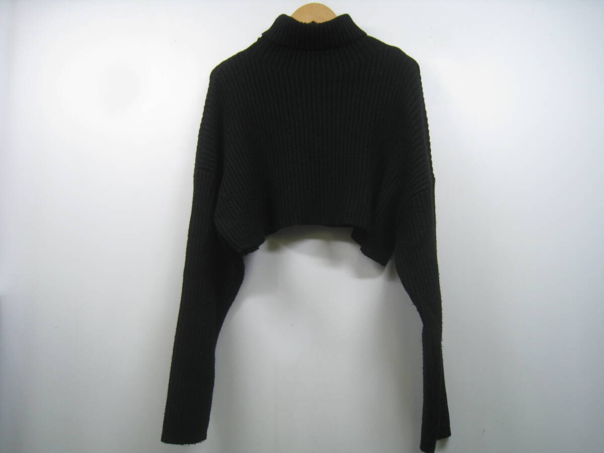 ZARA ザラ ニット セーター ハイネック タートルネック ショート丈 クロップドトップス 黒 ブラック サイズEUR M拍卖