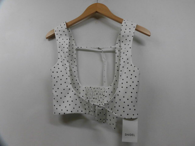 新品 SNIDEL スナイデル SWF0241074 ドット柄 レイヤードトップス ベルト 水玉 ホワイト 白 サイズ0拍卖