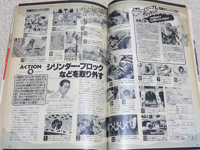 【エンジンOH】VWゴルフ GTI 16バルブ エンジン全バラ レストア 分解 PL型★VWメカニックによるエンジンOH★オートメカニック1988年3月拍卖