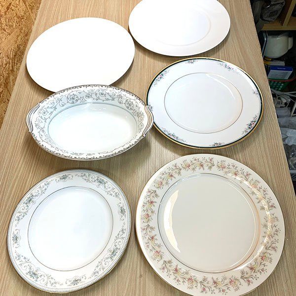 送料無料◆Noritake ノリタケ 大皿 深皿 6点 OXFORD NOBLE Ivory LANDON fine porcelain ホワイトプレート 中古 未使用 札幌市発拍卖