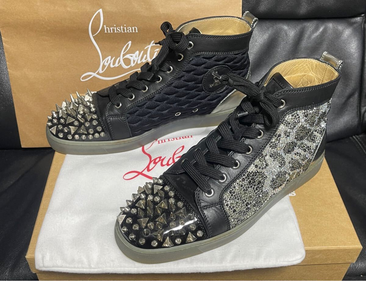 超希少カラー♪クリスチャンルブタン ストラスstrassルイスpikpikスパイク スニーカー 43 レオパード柄 スワロフスキー拍卖