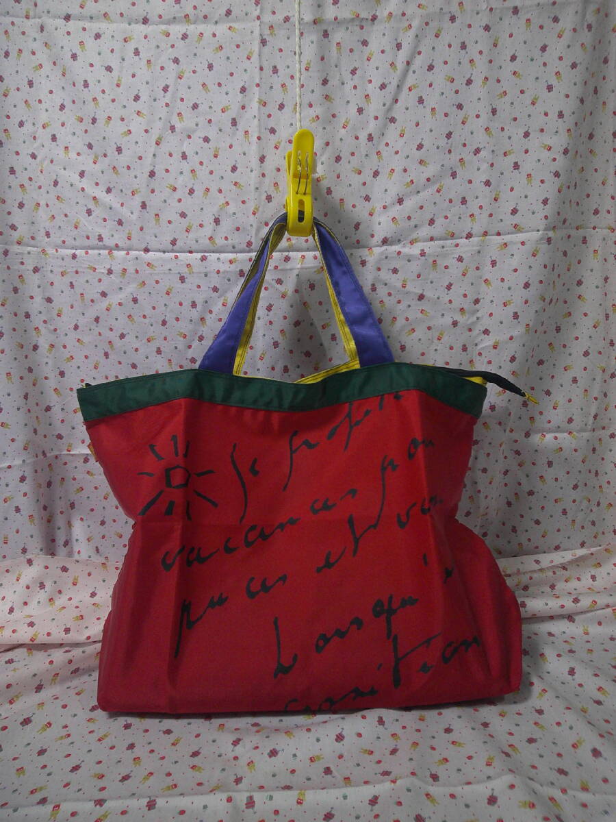 KENZO ボストンバッグ 赤×文字柄 透明ケース付き拍卖