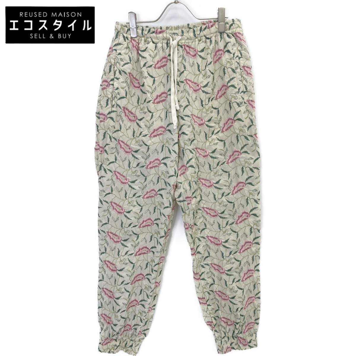 GUCCI グッチ 597436 フローラル 総柄刺繍パンツ グリーン ピンク M ボトムス コットン メンズ 中古拍卖