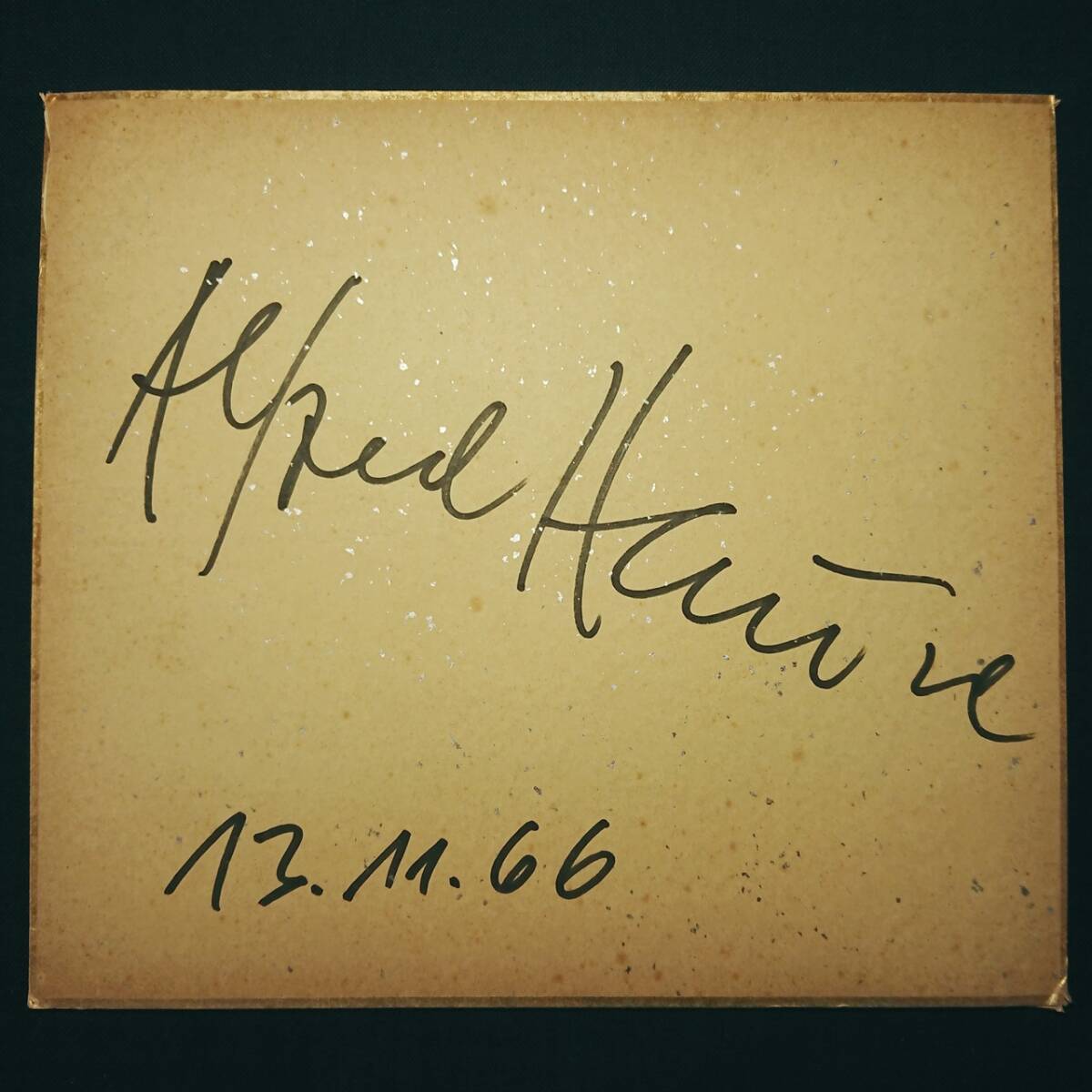 アルフレッド・ハウゼ 直筆サイン色紙/1966年/Alfred Hause/コンチネンタル・タンゴ拍卖