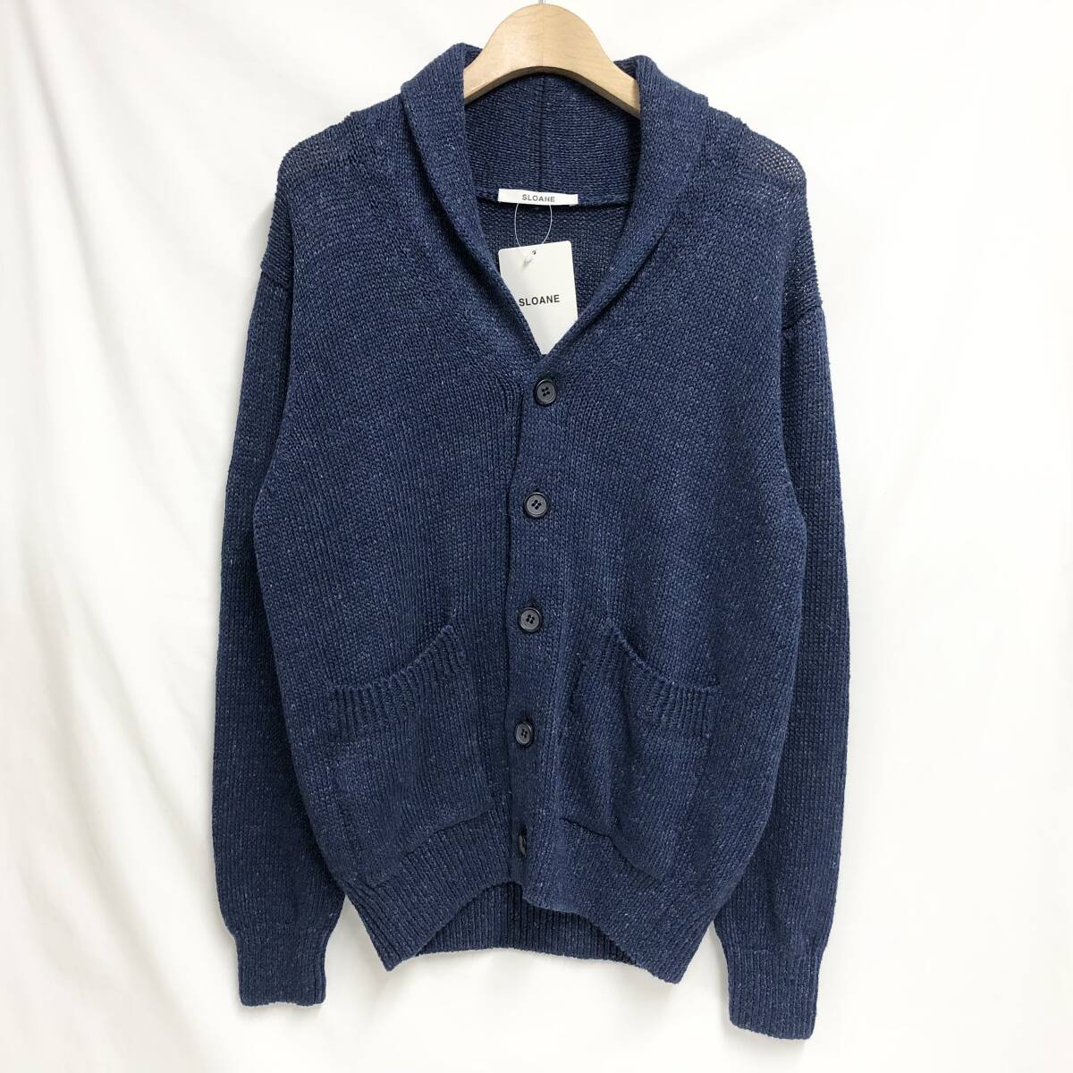 ○★新品未使用 SLOANE スローン ショールカラーカーディガン サイズ1 ブルー★○拍卖