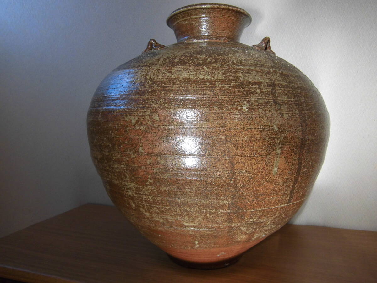 小砂焼(栃木県那珂川町)  川井窯  幻の焼物  川井焼  特大壺  焼き締め  自然釉    拍卖