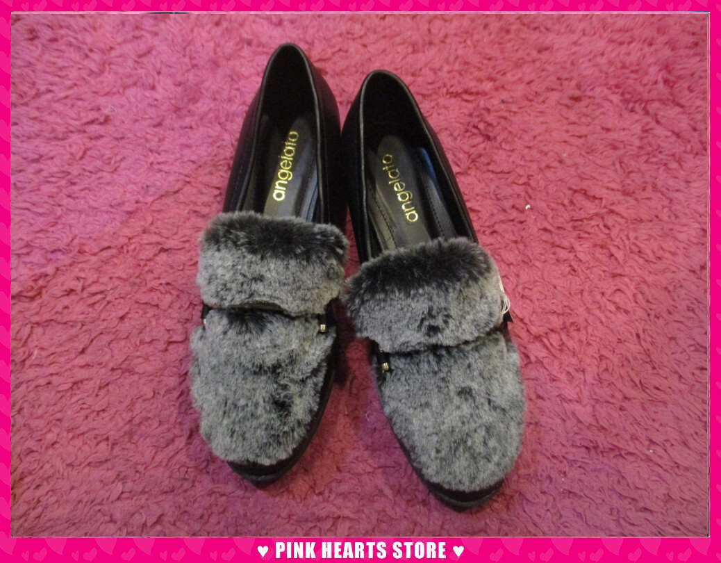 新品レディース靴◇値下げ!!グレーファー付きローファー 黒スムース 36(23cm) 68-394拍卖