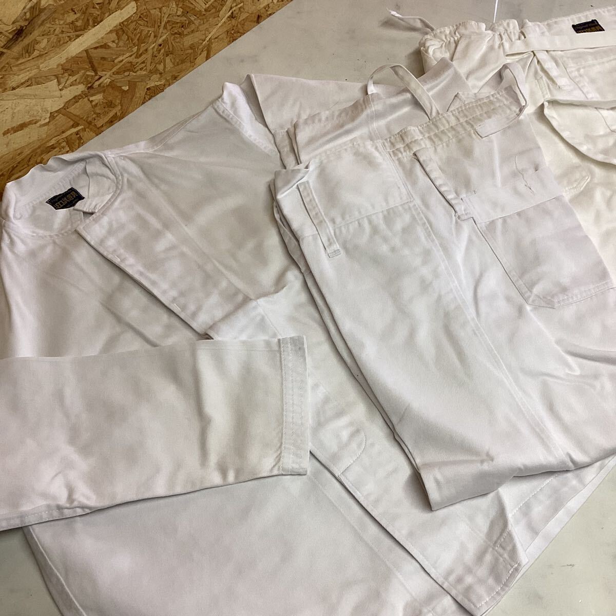 江口武道具 武道着 3点セット 大 ホワイト 白 セットアップ ズボン2点(こ9)拍卖
