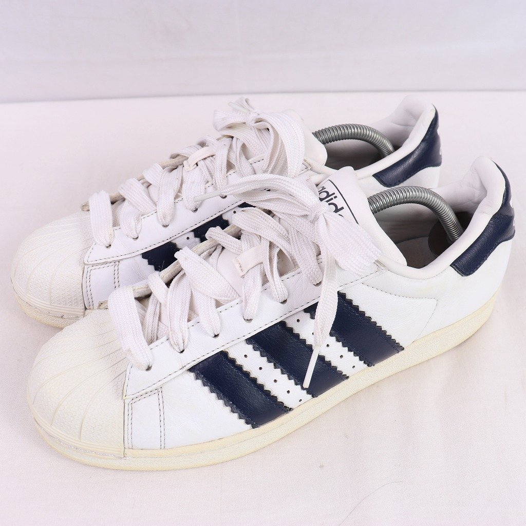 SUPERSTAR 27.5cm/adidas スーパースター アディダス スニーカー 白 ホワイト 紺 中古 古着 メンズ ad5675拍卖