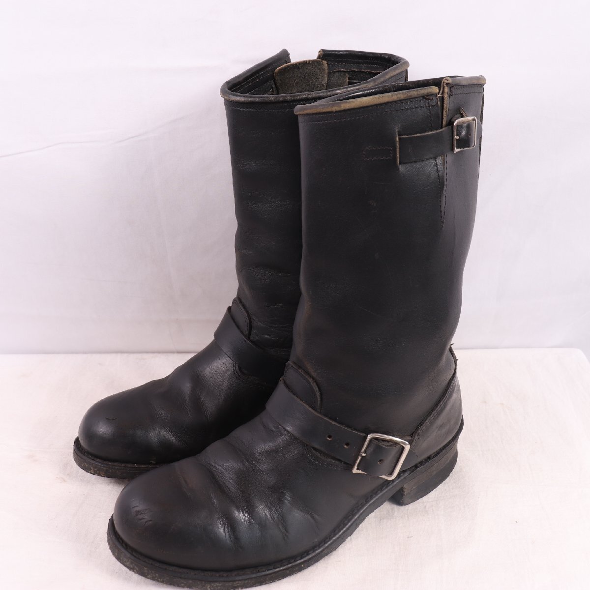 USA製 ダブルH 26.5cm 位 エンジニアブーツ DOUBLE H WEST ブラック HH 黒 バイクブーツ 中古 古着 eb1496拍卖