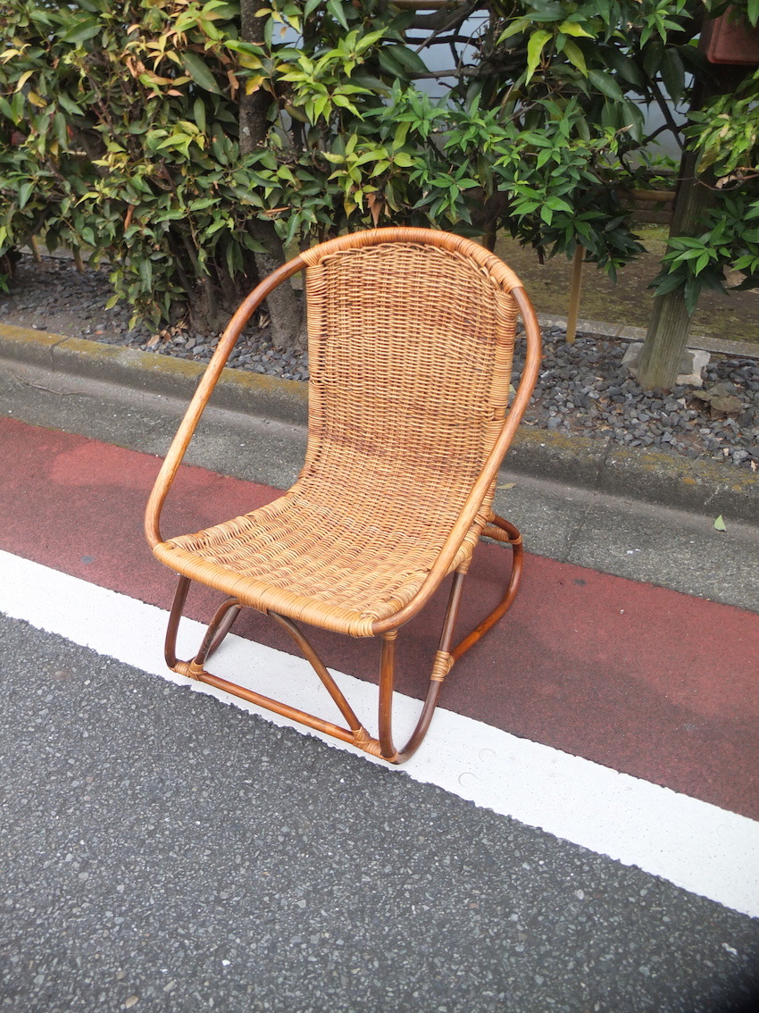 Vintage「Ratan easy chair」ビンテージ ラタン イージーチェア 籐椅子 古道具 アンティーク ラウンジチェア 骨董品 民藝 拍卖