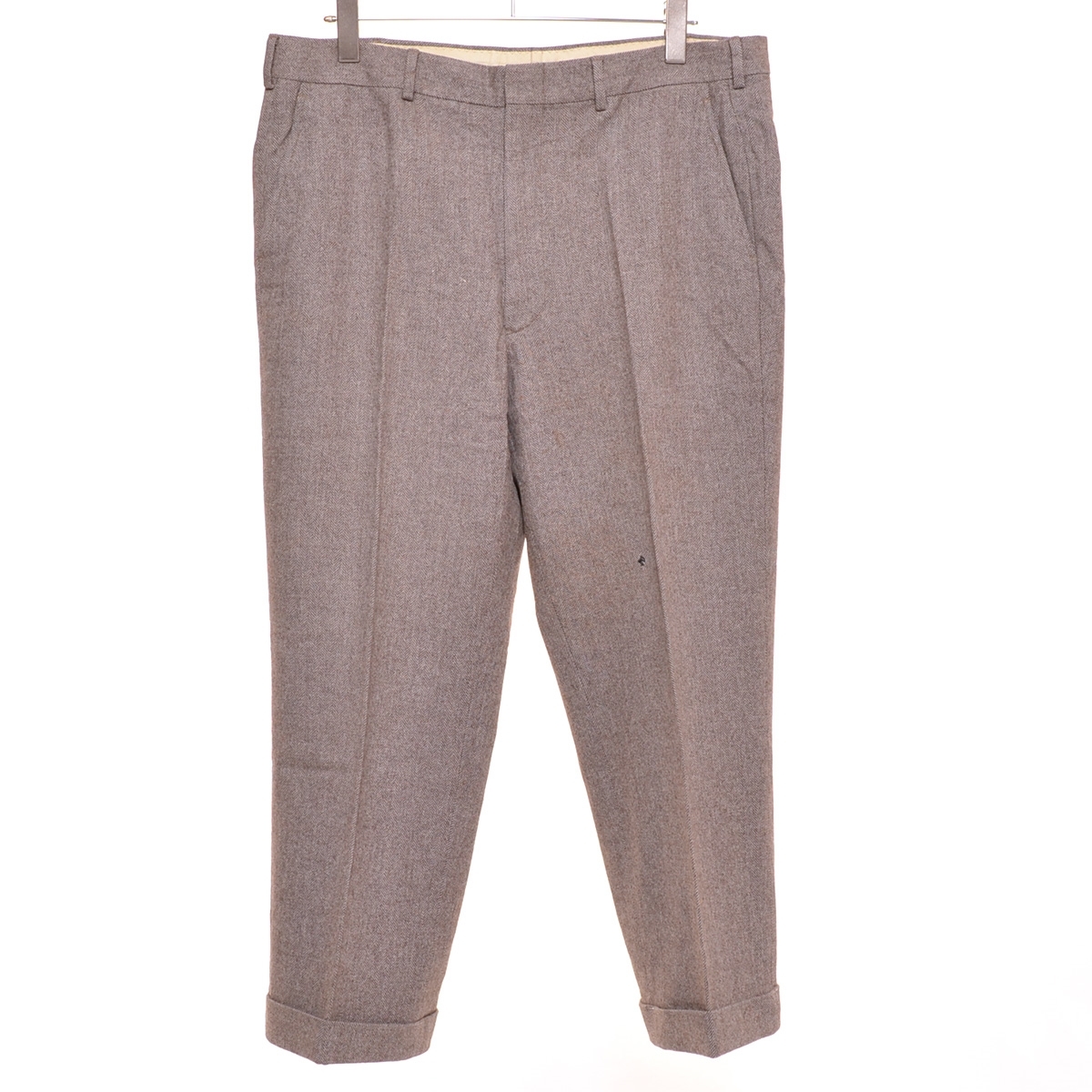 〇499449 ○ウールスラックス ロケットタロンファスナー ヴィンテージ メンズ ベージュ ヘリンボーン拍卖