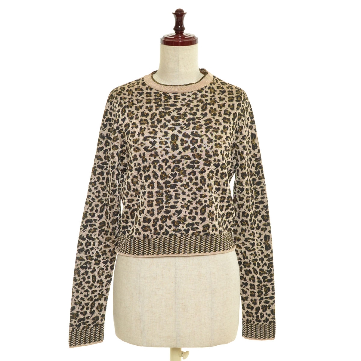 □506996 ZARA ザラ ◯セーター ラメ レオパードニットプルオーバー サイズS レディース ブラック ベージュ拍卖