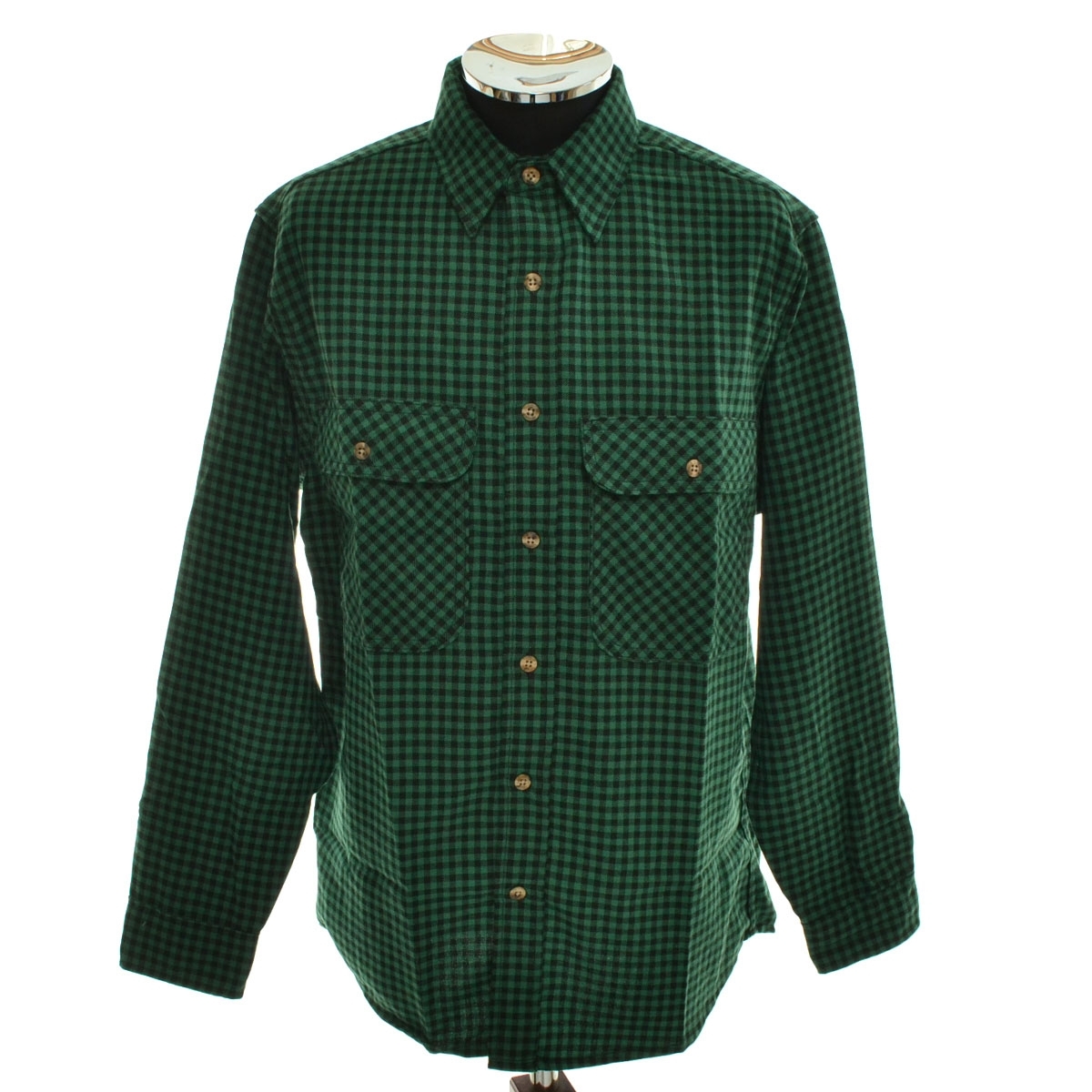 ●529777 Gander Mountain ガンダーマウンテン ●ギンガムチェックシャツ 長袖 80s ヴィンテージ サイズM メンズ USA製 グリーン拍卖