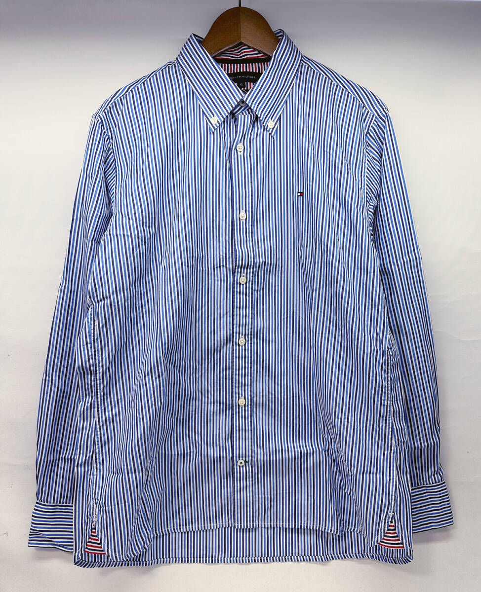 TOMMY HILFIGER(トミーヒルフィガー)長袖シャツ メンズ XLサイズ ストライプ カスタムフィット拍卖