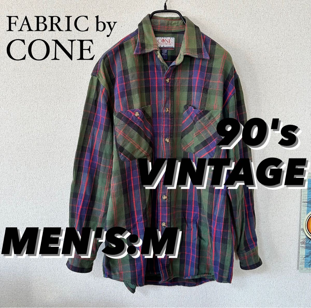 90's ヴィンテージ【FABRIC by CONE】メンズ フランネルシャツM拍卖