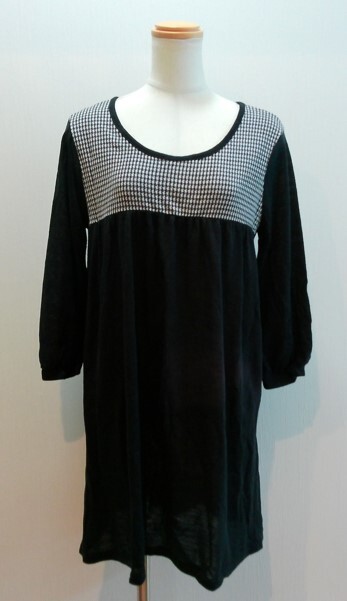 a.v.v standard アヴェヴェ スタンダード チュニック カットソー 長袖 38サイズ 黒x白 千鳥格子 薄手 j a201h1102拍卖