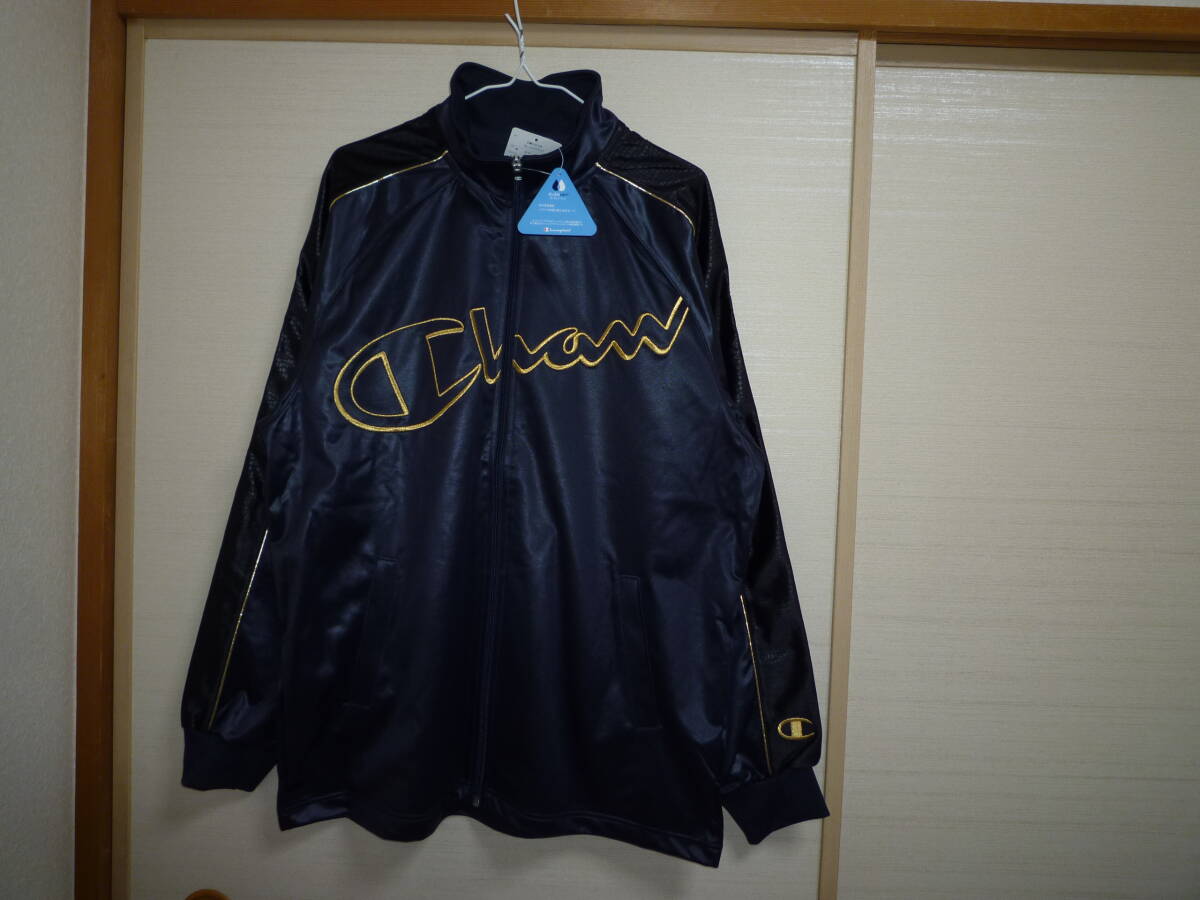チャンピオン ジャージージャケット黒×金 Oサイズ拍卖