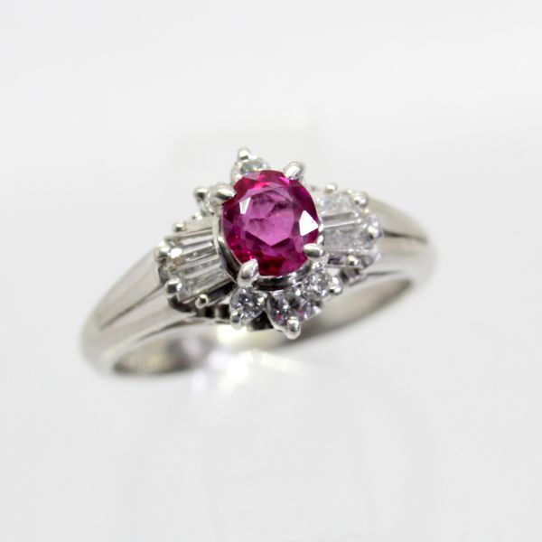 ◎中古美品◎プラチナ ルビー 0.37ct ダイヤ 0.24ct リング 6.5号拍卖