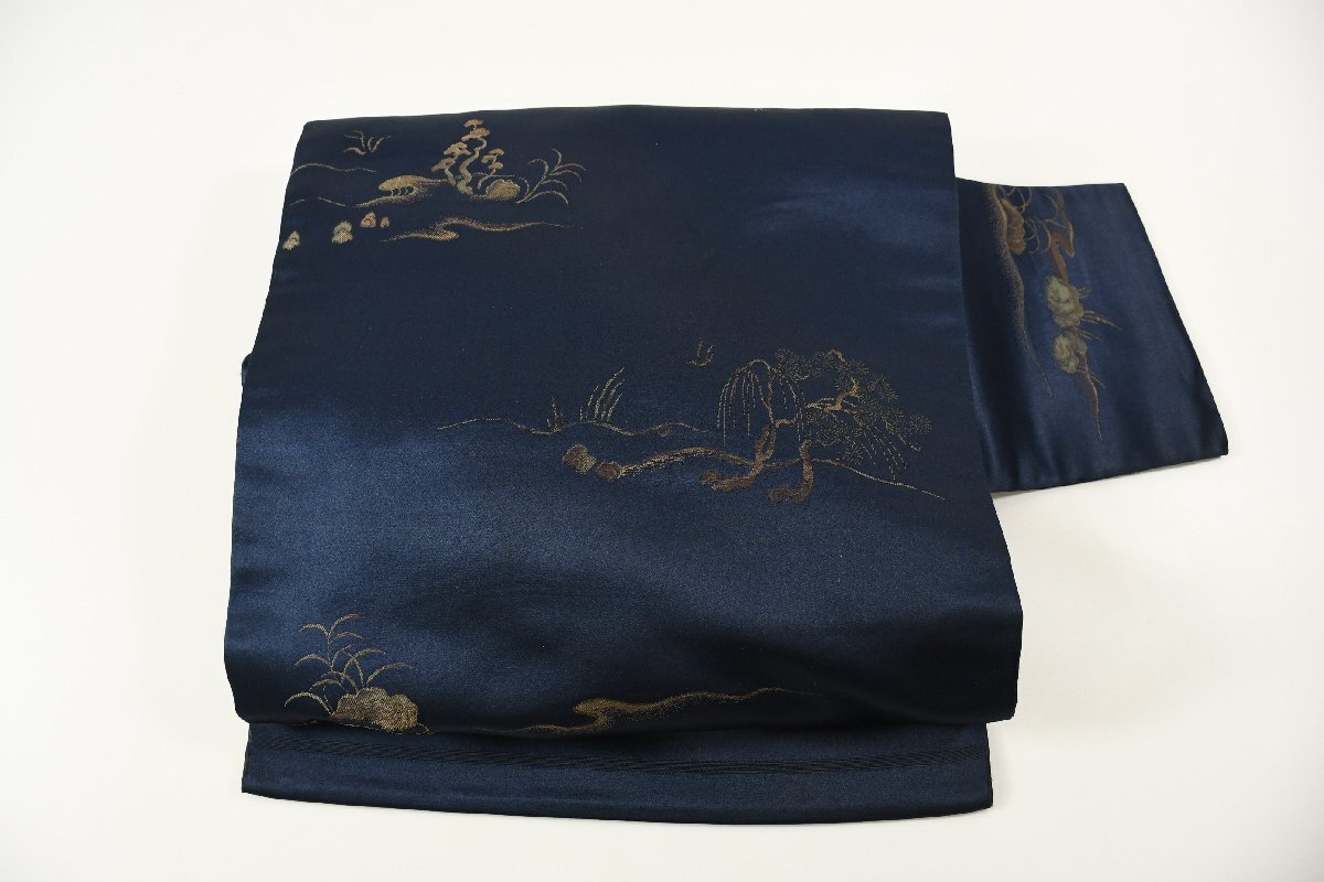 名古屋帯 アンティーク 風景 自然文様 帯丈321cm ★着物屋 ne-12632 桜庭呉服店拍卖