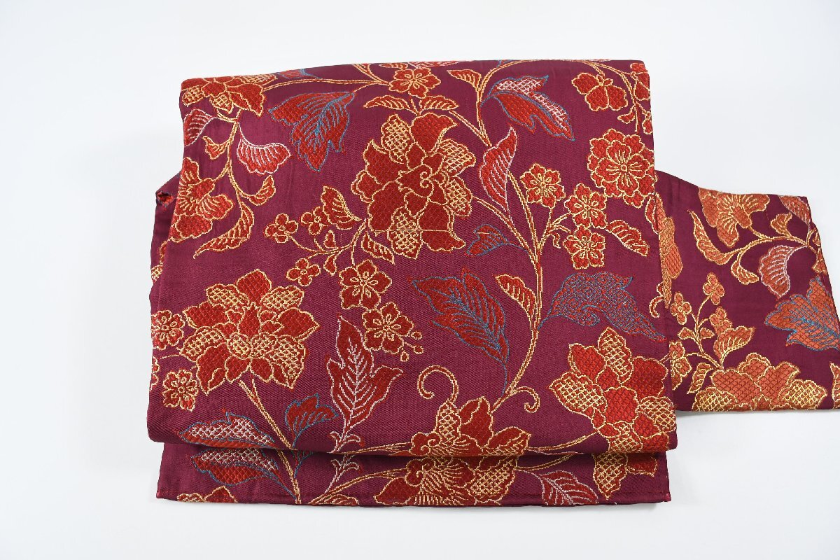 名古屋帯 アンティーク 唐花文様 帯丈320cm ★着物屋 ne-12838 桜庭呉服店拍卖