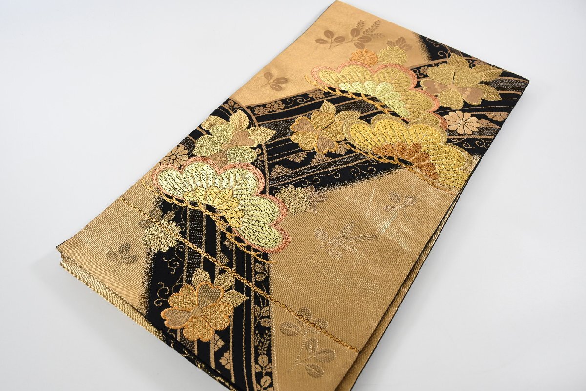 袋帯 六通柄 振袖 豪華 松 金糸 帯丈438cm ★着物屋 ne-13226 桜庭呉服店拍卖