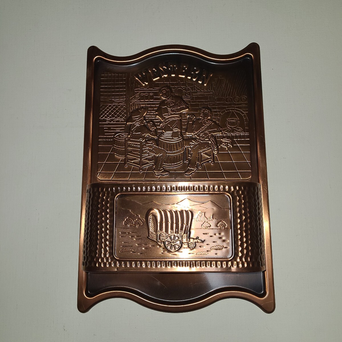 Western ウエスタン 壁掛け 封入れ 物入れ ブロンズ仕上げ拍卖