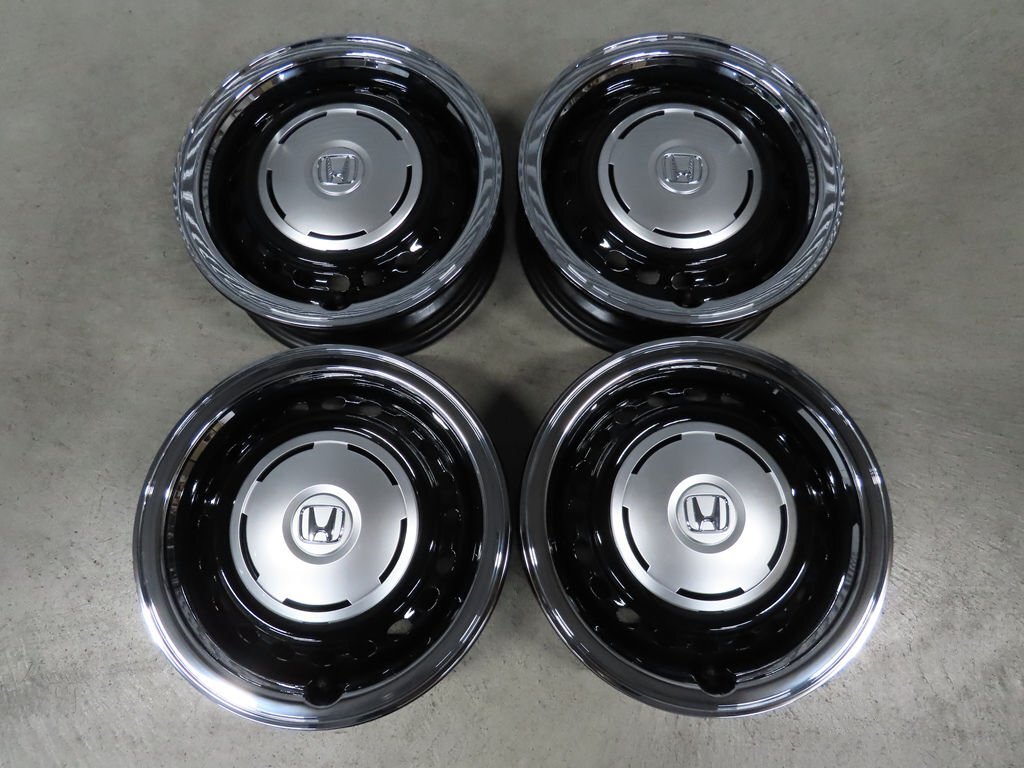 ホンダ N-BOX ジョイ JF5 JF6 純正 ターボ メッキトリムリング ブラック スチール 4.5J PCD100 4穴 14インチ 新車外し 超美品拍卖