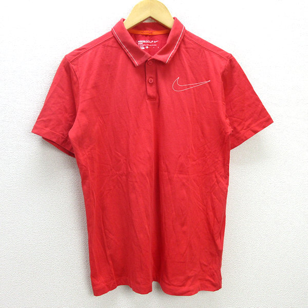 G■ナイキ/NIKE GOLF 半袖ポロシャツ/スポーツウェア【L】赤/men's/75【中古】■拍卖
