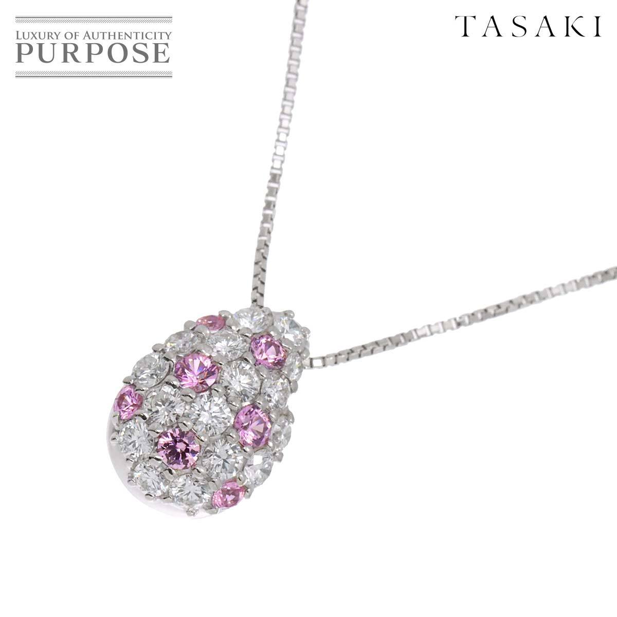 タサキ TASAKI サファイヤ ダイヤ 0.74ct ネックレス 50cm K18 WG ホワイトゴールド 750 田崎真珠 Necklace 90252042拍卖
