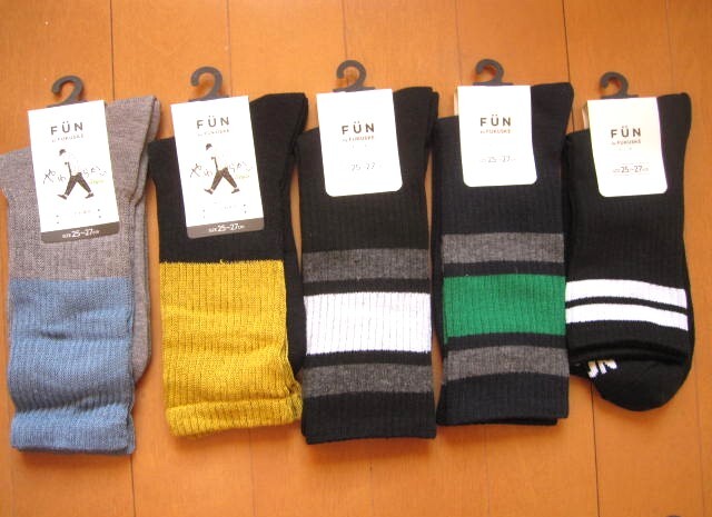 *送料無料*新品*25-27㎝*FUN*ソックス5足*福助*やわらかいStyle(2足)・ボーダー*拍卖
