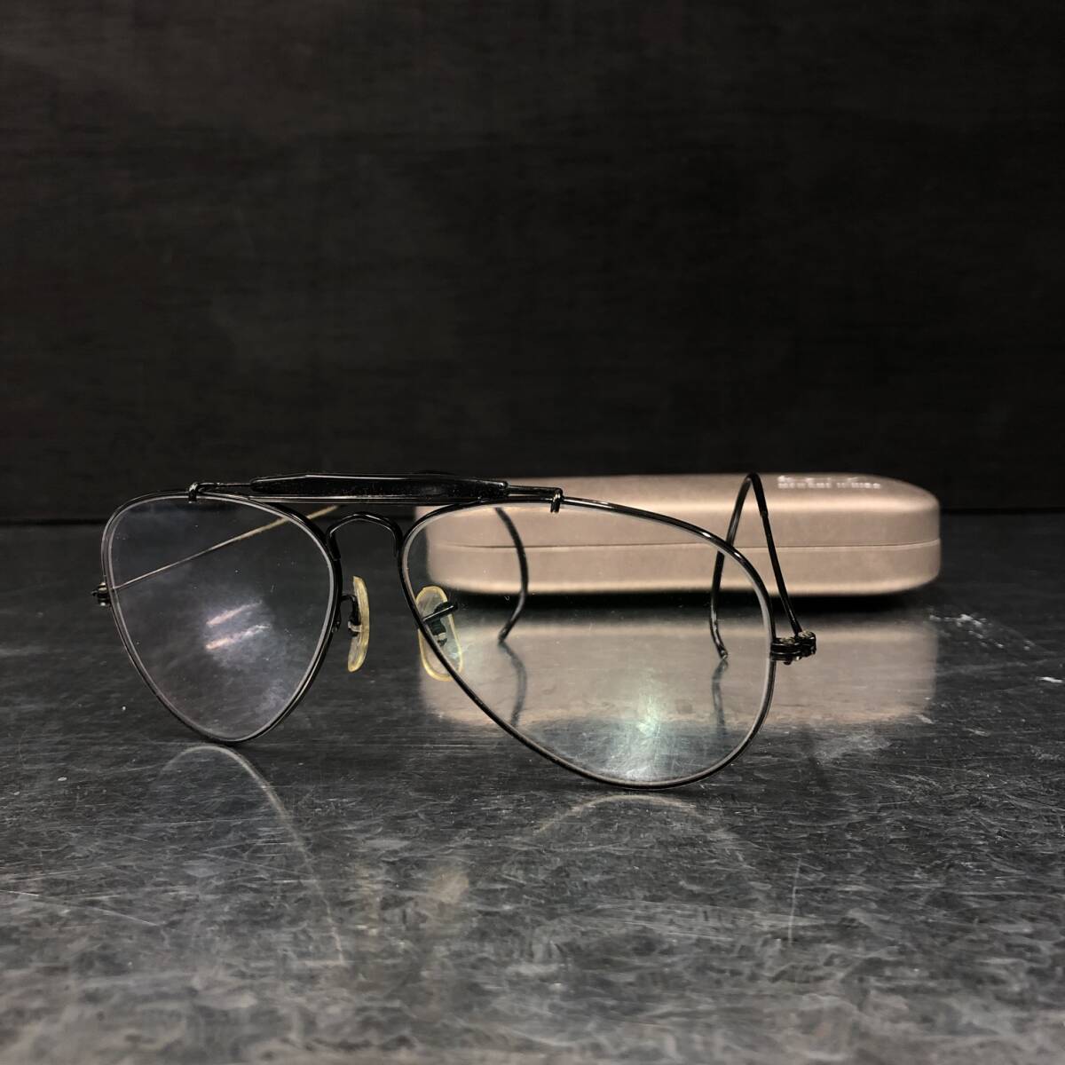 GQ961◇Ray-Ban : 70's~80's B&L USA シューター サングラス◇58□14◇ブラックメタルフレーム/クリア-ブラウン調光レンズ レイバン拍卖