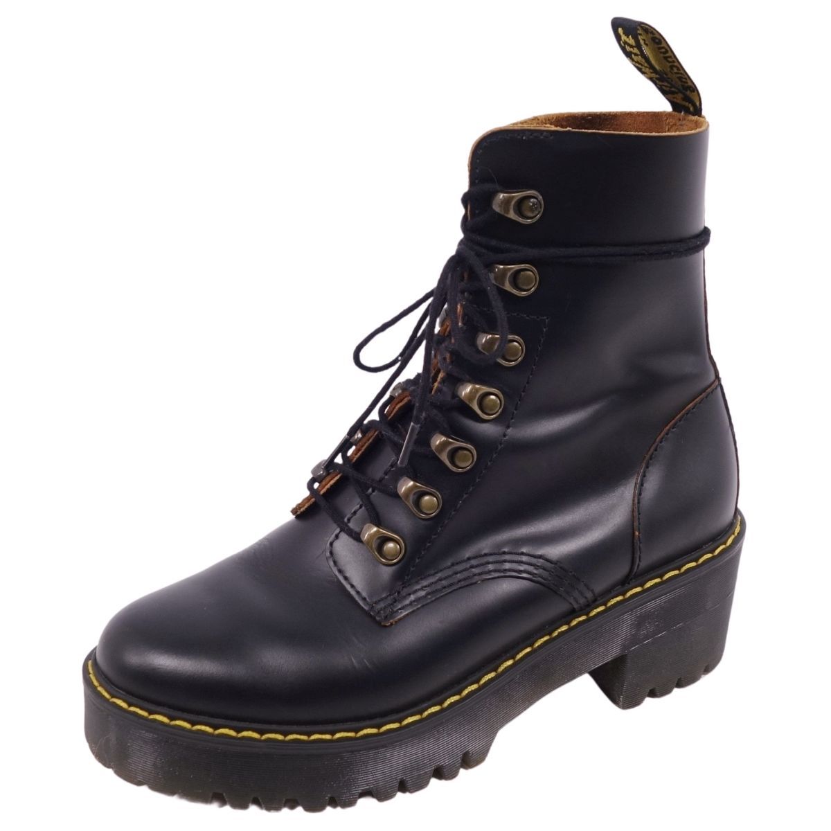 美品 ドクターマーチン Dr.Martens ショートブーツ 7フック LEONA チャンキーヒール レザー シューズ レディース UK5 cf10do-rm24r07336拍卖
