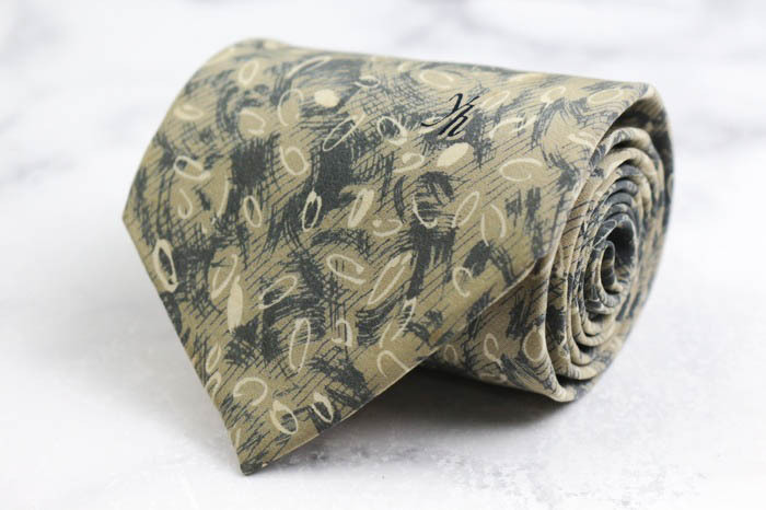 ユキコハナイ ブランド ネクタイ シルク 小紋柄 総柄 PO メンズ ベージュ YUKIKO HANAI拍卖