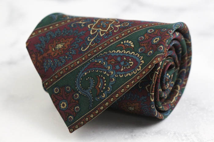 アクアスキュータム ブランド ネクタイ シルク ストライプ柄 ペイズリー柄 PO メンズ グリーン Aquascutum拍卖