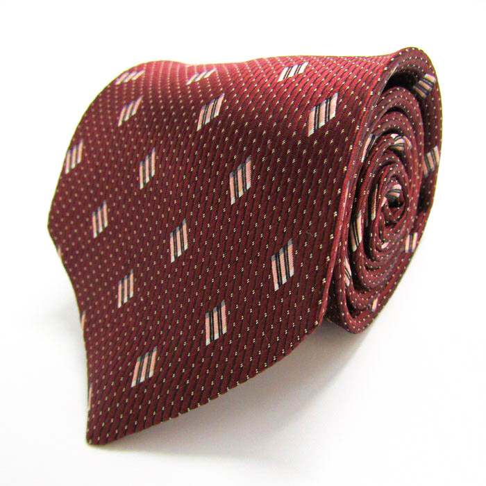 マリクレール ブランド ネクタイ ストライプ柄 小紋柄 ドット パネル柄 シルク 日本製 PO メンズ ワインレッド mariclaire拍卖