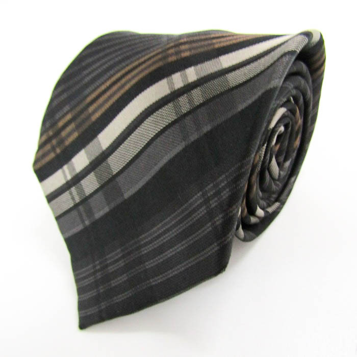 ヒロココシノ ブランド ネクタイ チェック柄 格子柄 シルク PO メンズ ブラック HIROKO KOSHINO拍卖