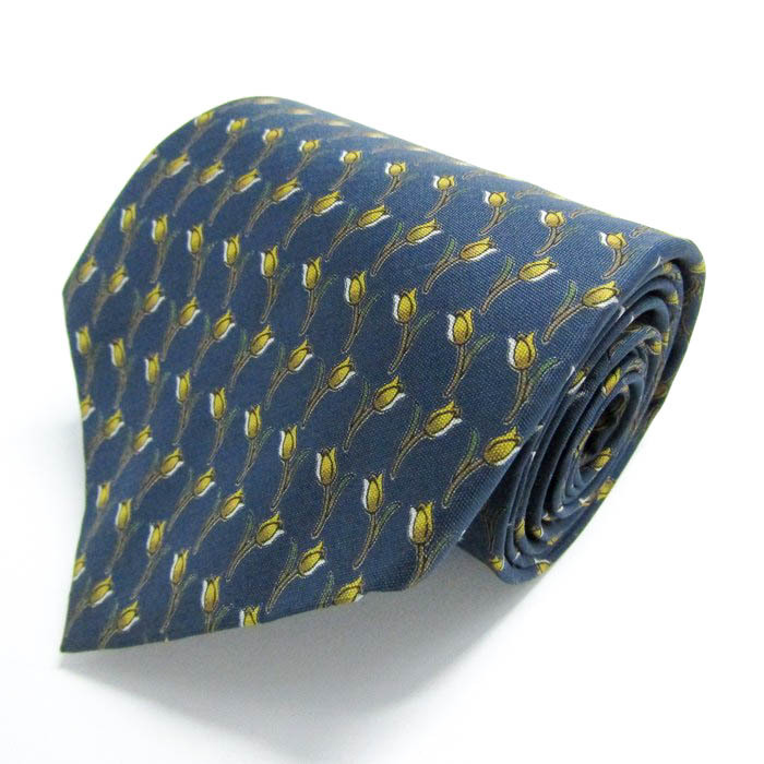 ジムトンプソン ブランド ネクタイ 総柄 チューリップ 花柄 シルク PO メンズ ネイビー JIM THOMPSON拍卖