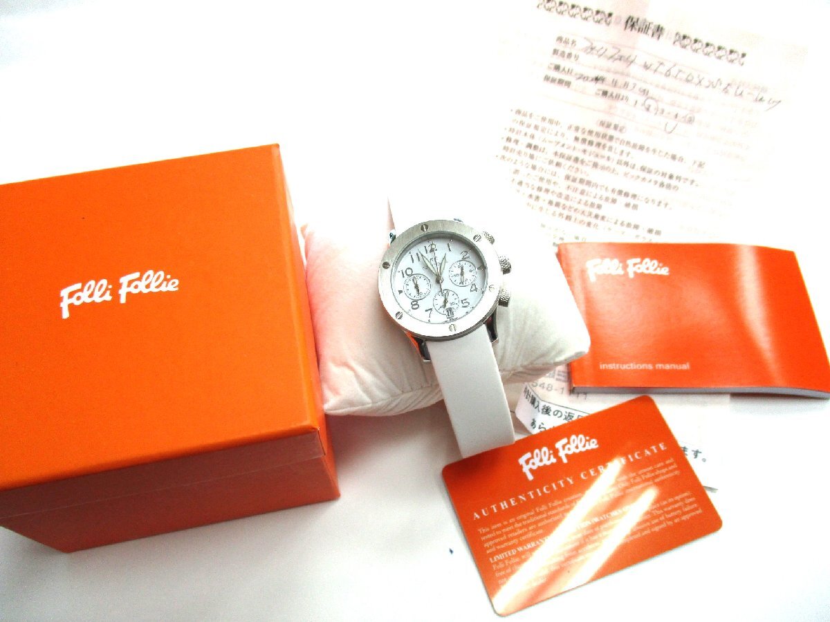★とちぎ屋!【FolliFollie】フォリフォリ クロノグラフ・デイト レディース腕時計 ほぼ未使用品 大手量販店購入品★拍卖