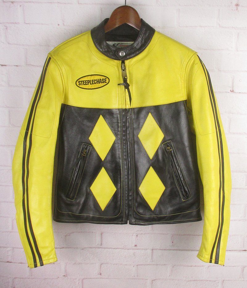 LFJ25353 THE REAL McCOY'S リアルマッコイズSteeplechase シングルライダース ジャケット イエロー系×ブラック系 36拍卖