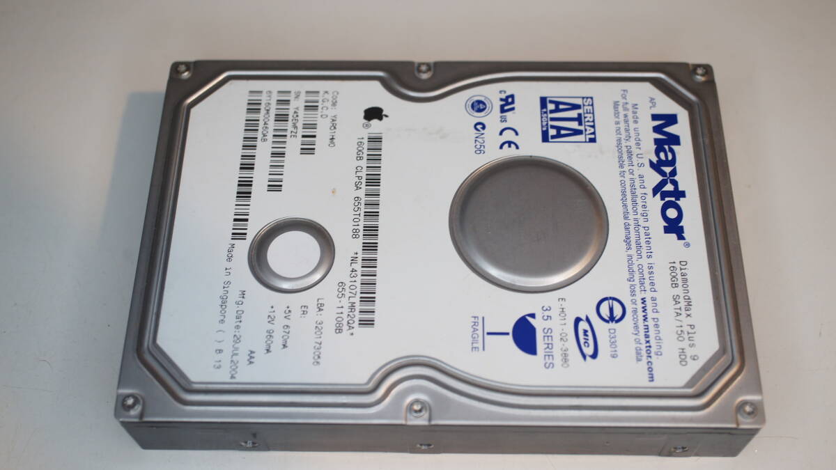 【Apple Mac HDD】Maxtor DiamondMax Plus 9 160GB SATA/150 HDD 拍卖