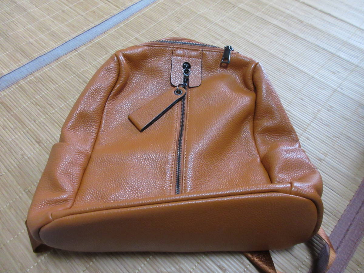 牛革 リュック キャメル /バッグ ポケットいっぱい リュックサック 拍卖