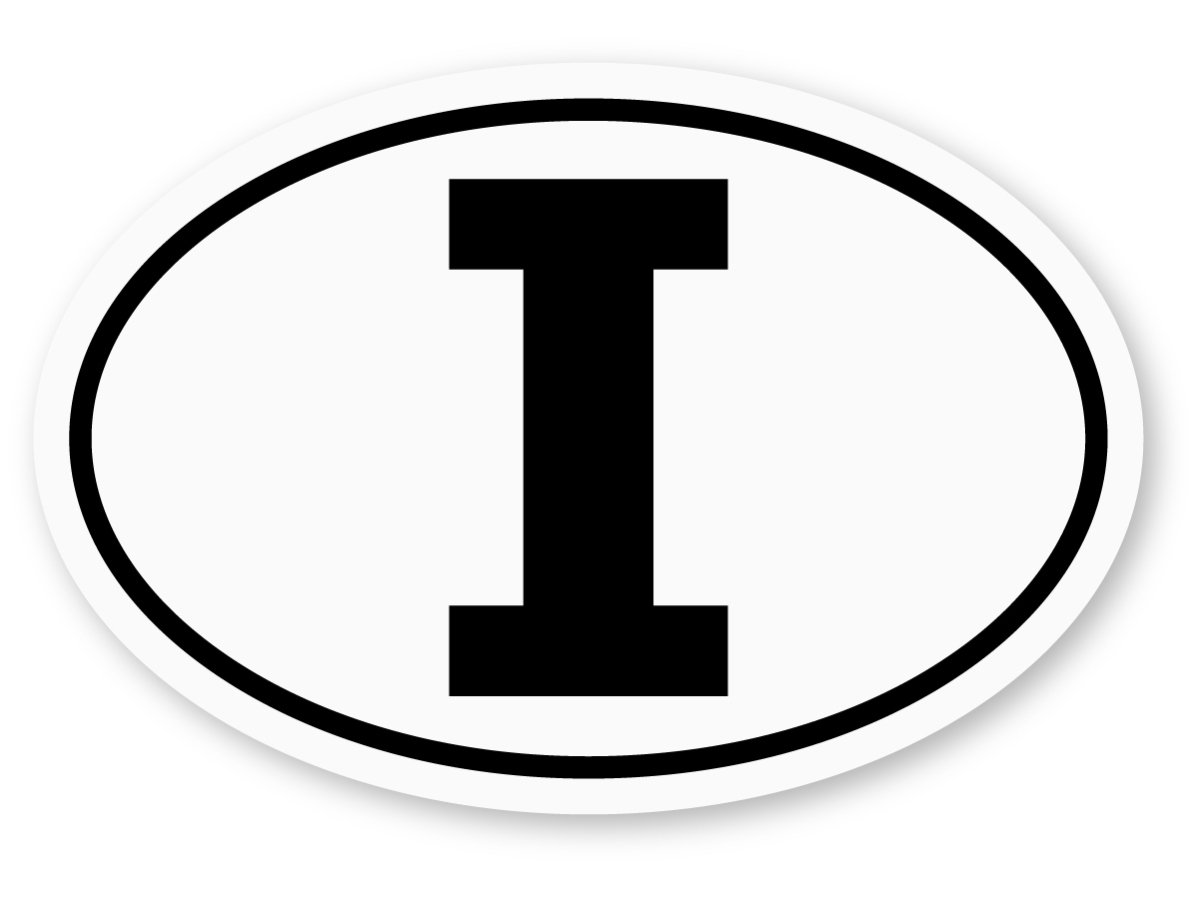 【反射ステッカー工房】ビークルIDステッカー(楕円) イタリア Lサイズ 再帰反射 国識別ID シール フィアット FIAT500拍卖