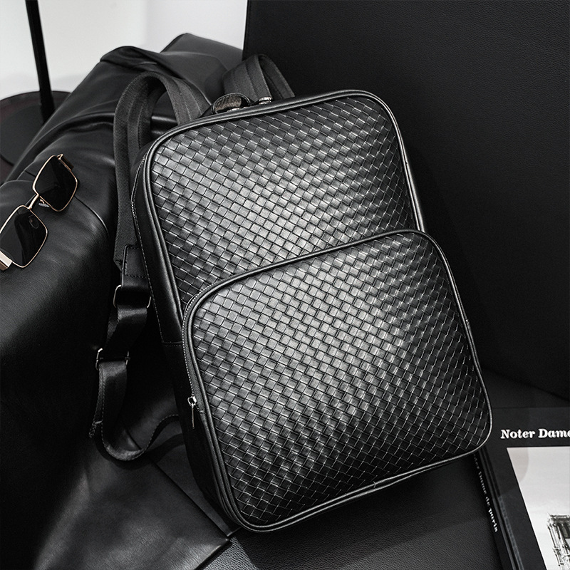 新入荷上質 ビジネスリュック編み込み ビジネス メンズ レディース バッグ pu革 パソコンバッグ クッション材入り バックパック A4対応拍卖