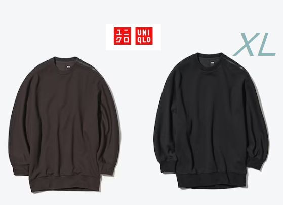 未使用タグ付 XL×2① ドライスウェット クルーシャツ ブラック、ダークブラウン ジップデザイン ドルマン ゆったり拍卖
