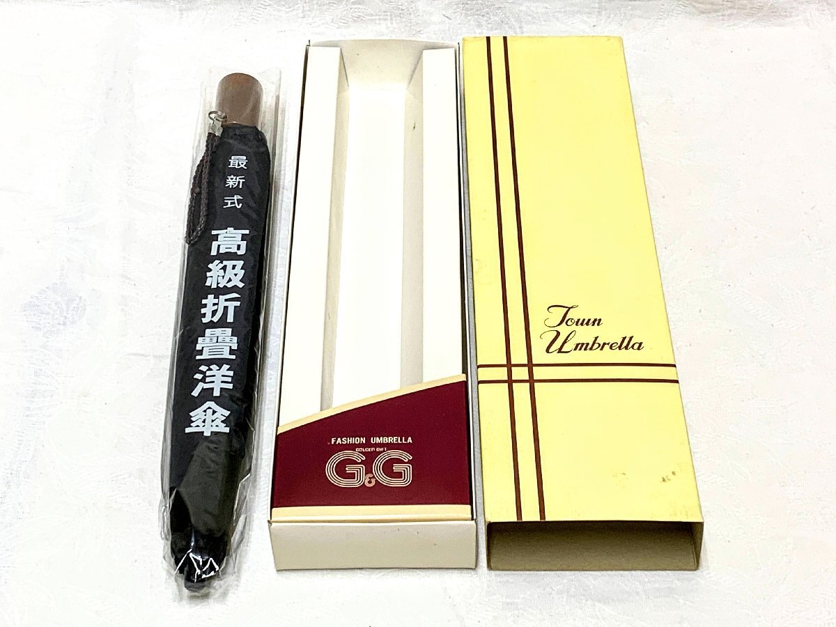 15762/G&G 黒 メンズ用 折畳洋傘 折り畳み傘 未使用 デッドストック拍卖