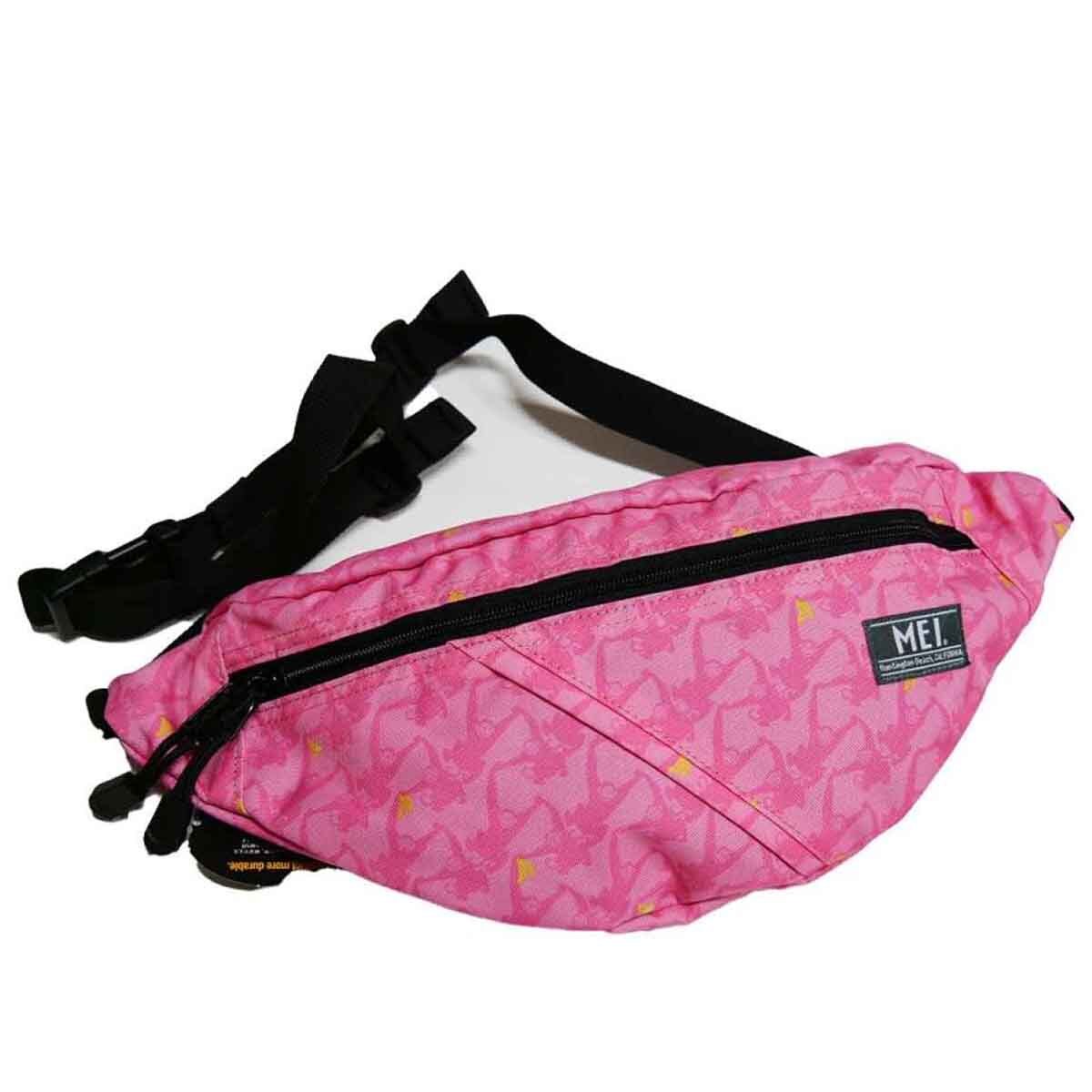新品タグ付き【MEI】メイコラボ ボディーバッグ ピンク ウェストバッグ 便利なバッグ 小物入れ アウトドア 釣り 遠足 ハイキング拍卖