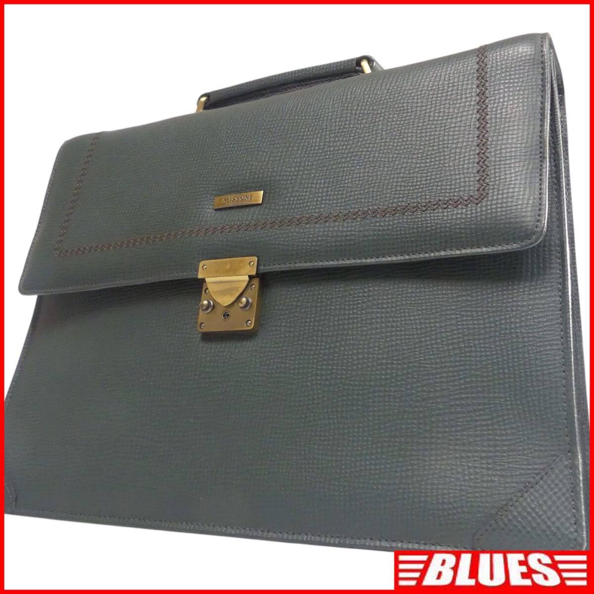 即決★MISSONI★オールレザービジネスバッグ ミッソーニ メンズ 緑 本革 ブリーフケース 本皮 通勤 カバン 出張 鞄 かばん レディース拍卖