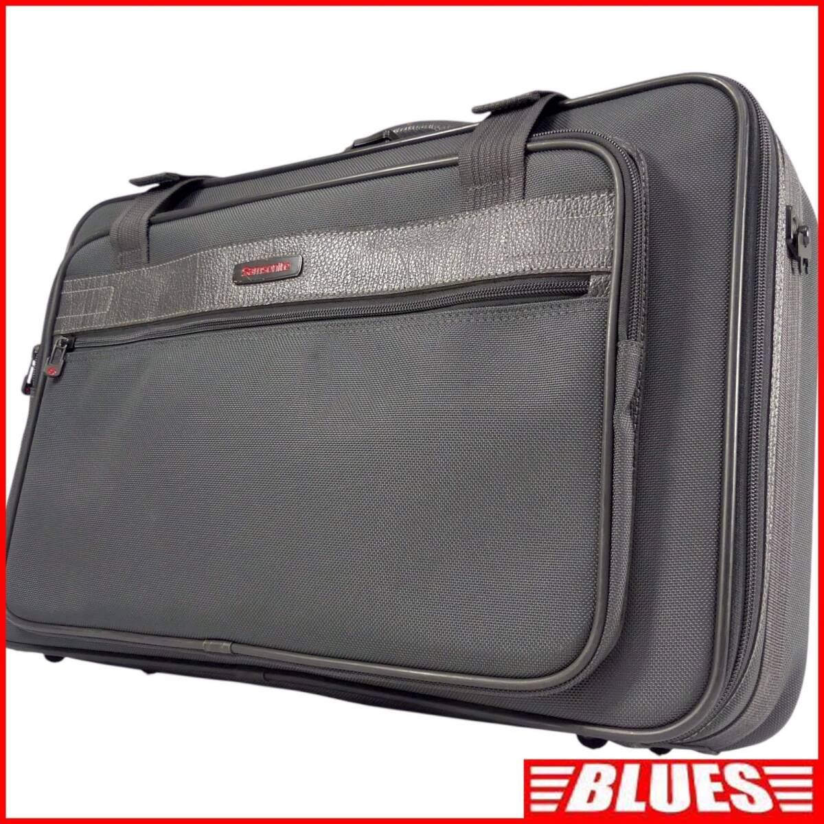 即決★Samsonite★レザーコンビビジネスバッグ サムソナイト メンズ グレー ショルダーバッグ 本革 ブリーフケース 本皮 通勤 カバン 出張拍卖