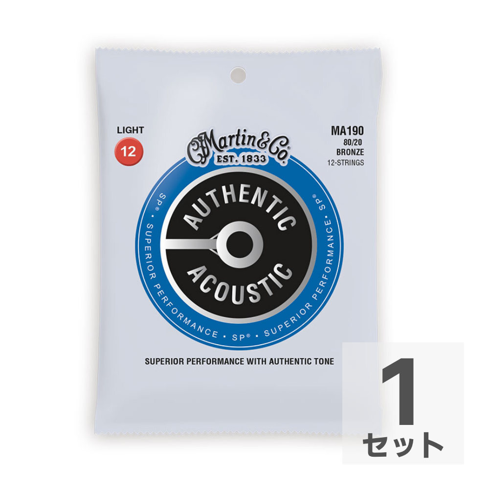 マーチン 12弦用アコギ弦 MARTIN MA190 Superior Performance Bronze Light 12弦用アコースティックギター弦拍卖